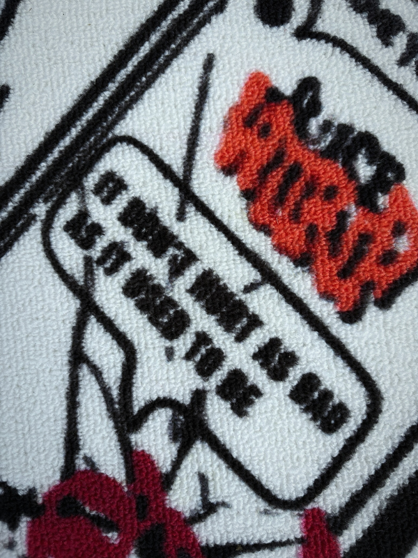 Juice WRLD rug – text detail Juice WRLD rug text close-up: “it dont hurt as bad as it used to be.”